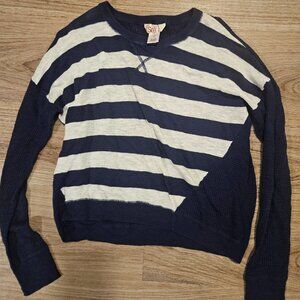 SO Junior Women's Navy Blue with White Stripes Sweater